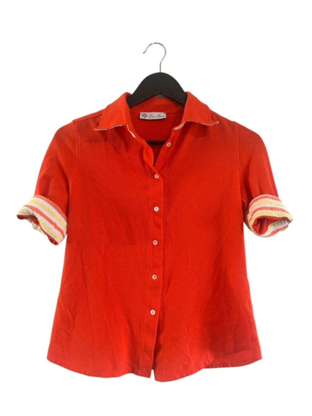 Loro Piana Orange Short-Sleeve Button-Down Polo Shirt Size 44 Large